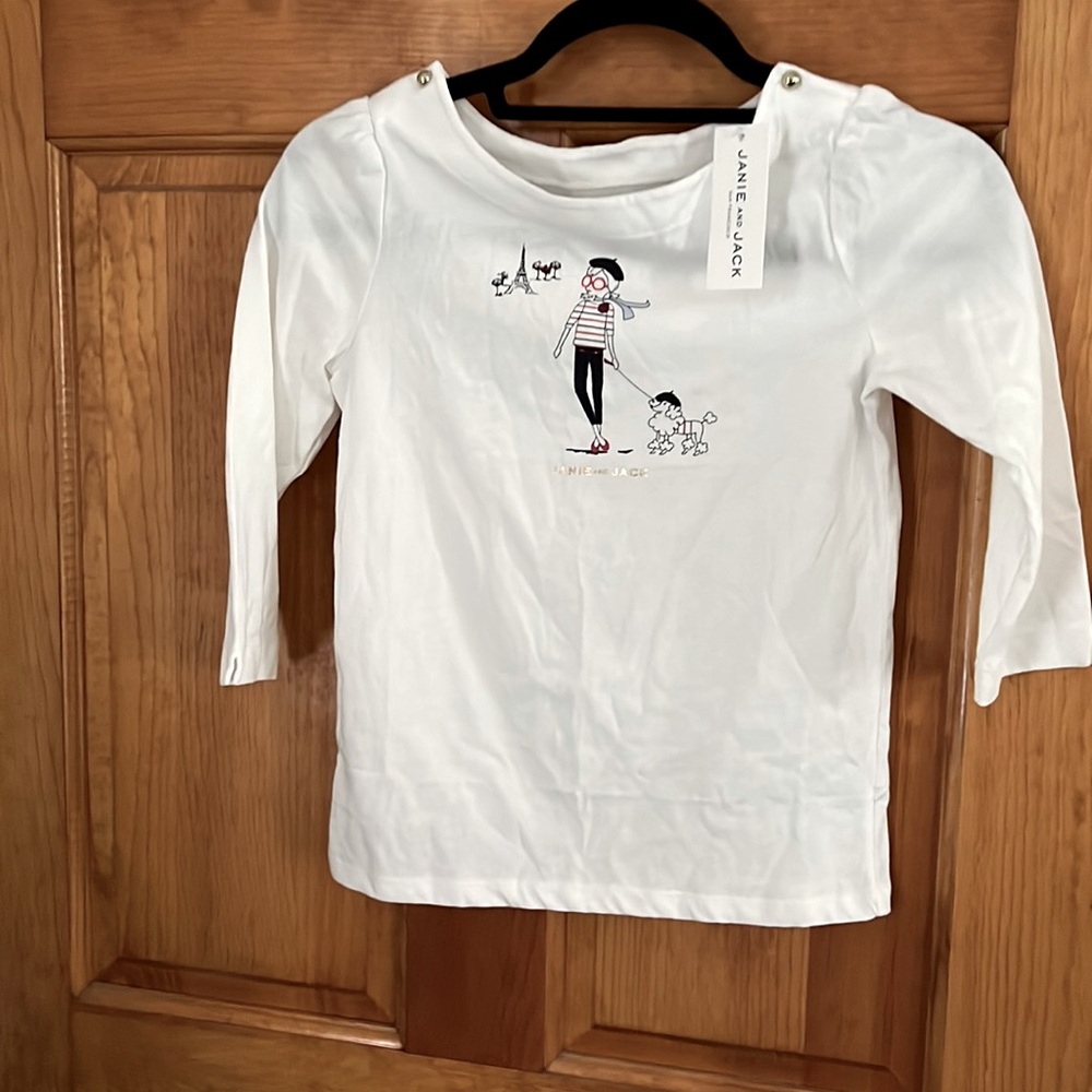 NWT janie and Jack girls French tee size 10 ~3/4 sleeve